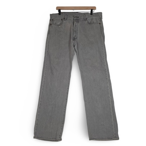 Levi's Other - Levis 501 Button Fly Jeans Mens 35x30 Gray Stretch Denim‎ Straight Leg Pants Y2K